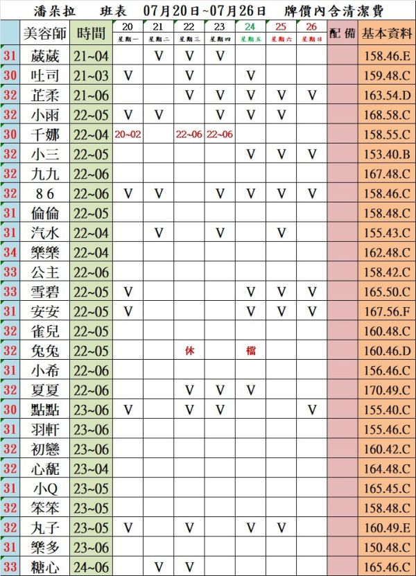 【潘朵拉紓壓館】最新班表