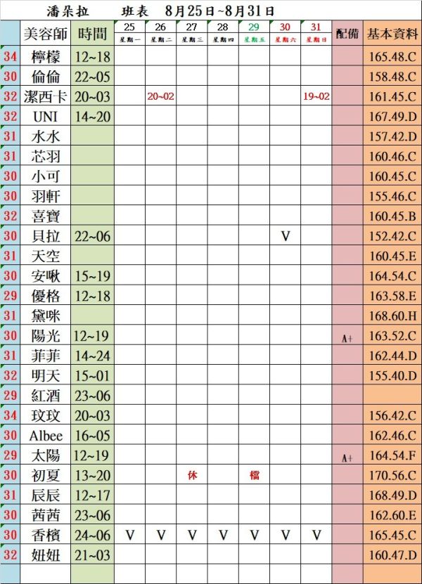 【潘朵拉紓壓館】最新班表 班表 5