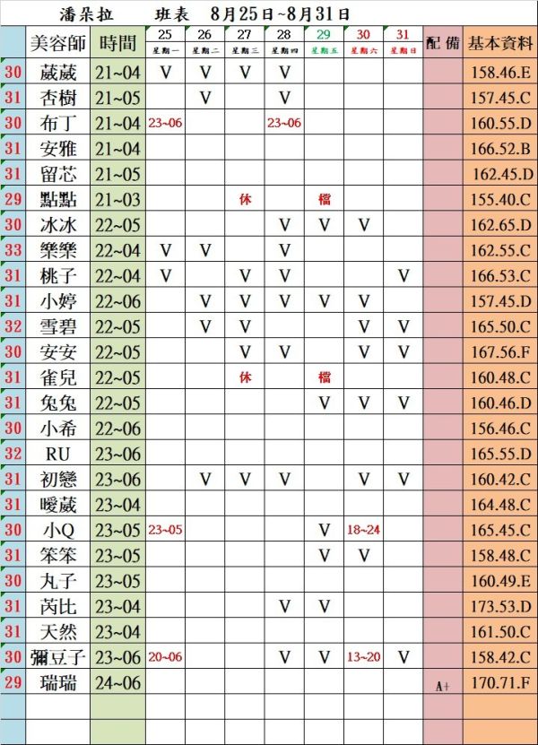 【潘朵拉紓壓館】最新班表 班表 4