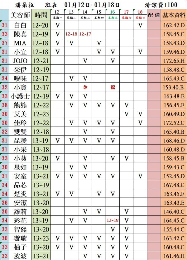 【潘朵拉紓壓館】最新班表
