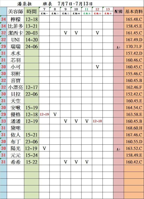 【潘朵拉紓壓館】最新班表