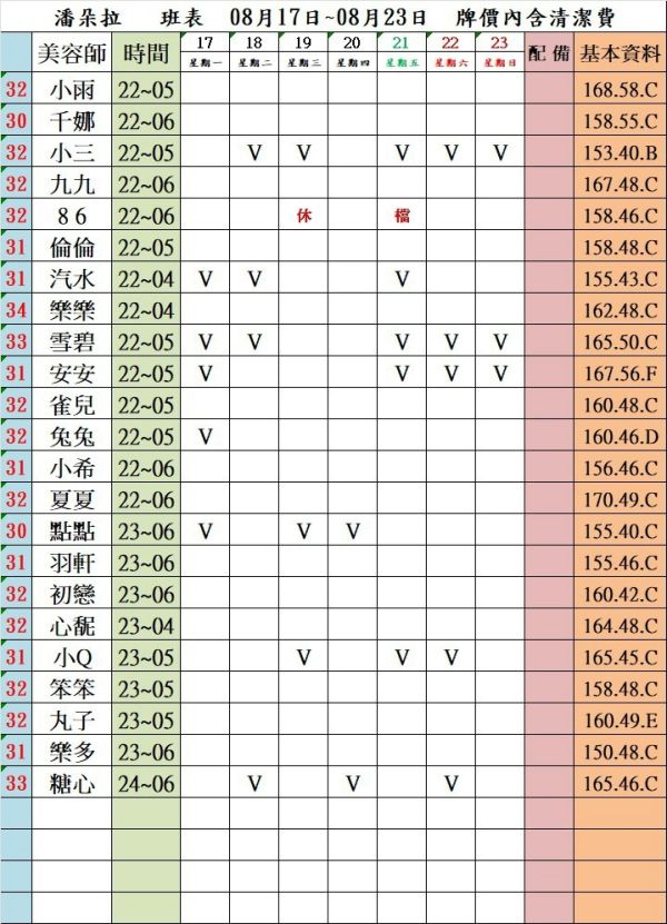【潘朵拉紓壓館】最新班表