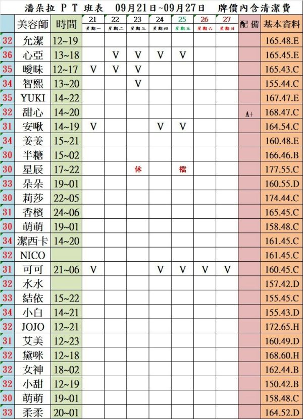 【潘朵拉紓壓館】最新班表