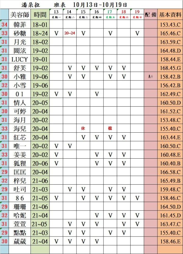 【潘朵拉紓壓館】最新班表 班表 3