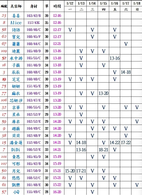 【樂鑽舒壓會館】最新班表
