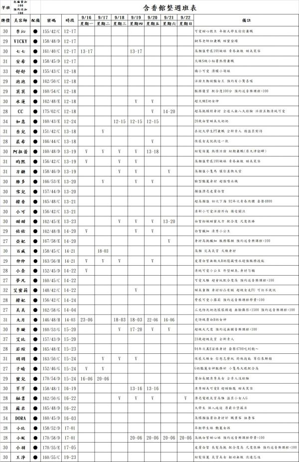 【含香館】最新班表-【約約客】老司機的最愛-私人寶箱