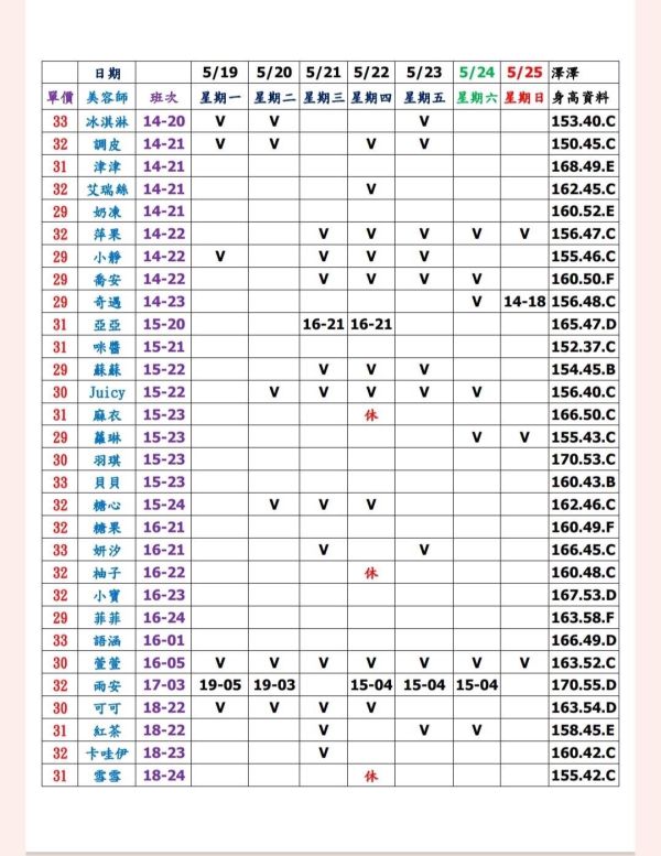 【大都會舒壓館1】最新班表