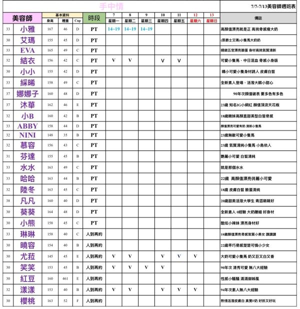 【手中情舒壓館】最新班表