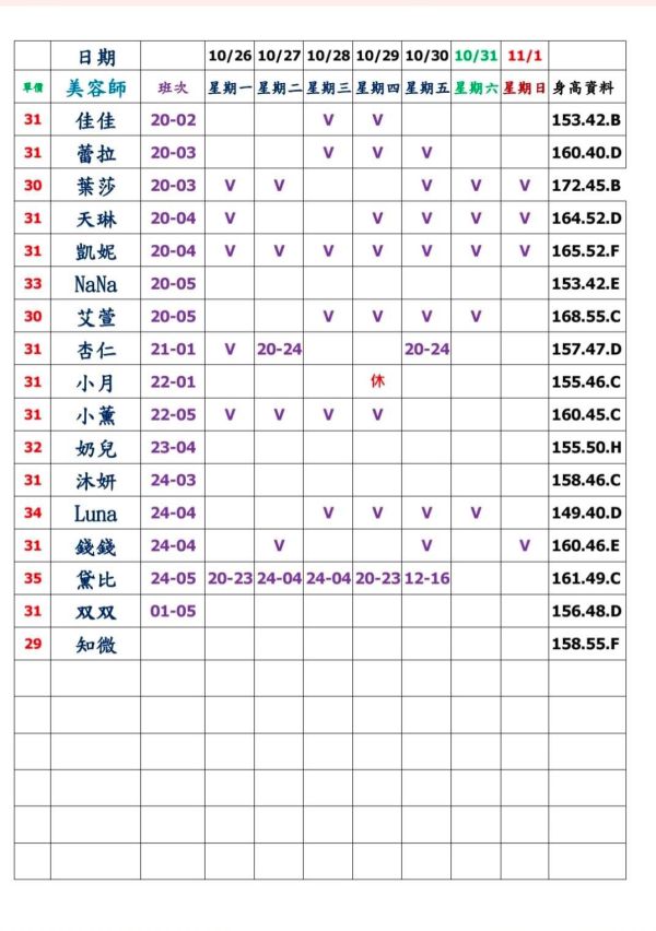 【芯苑館】最新班表