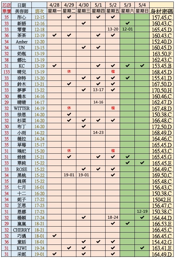 【農安芯店】最新班表