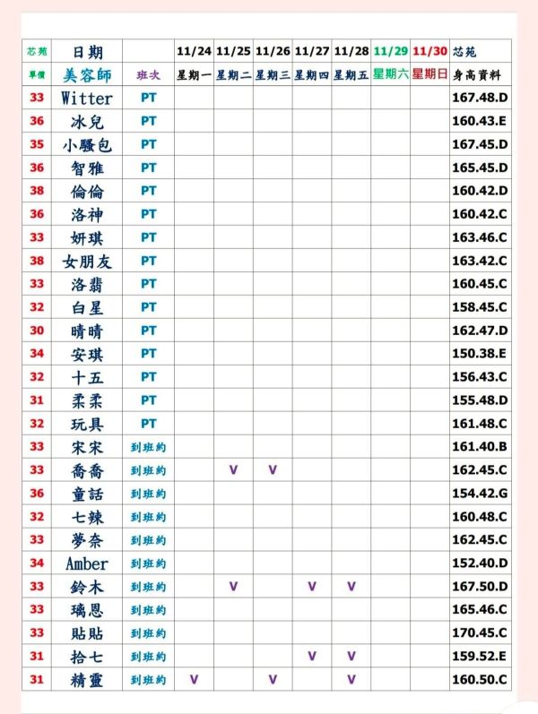 【芯苑館】最新班表 班表 3